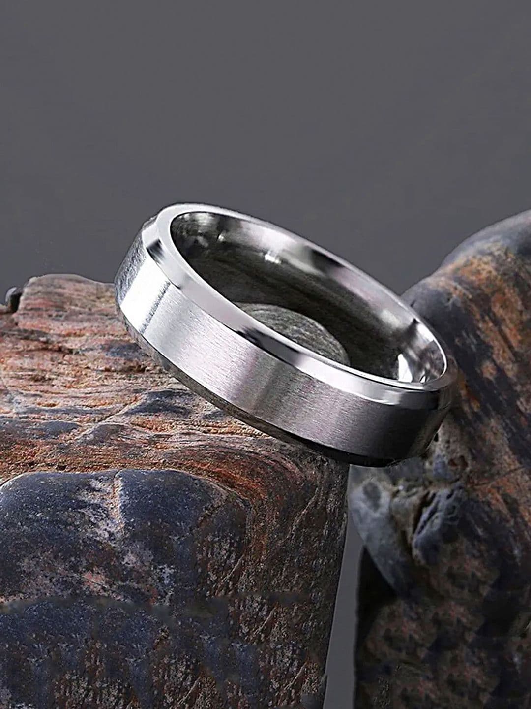 Yellow Chimes Men Rhodium-Plated Band Style Finger Ring - view 1