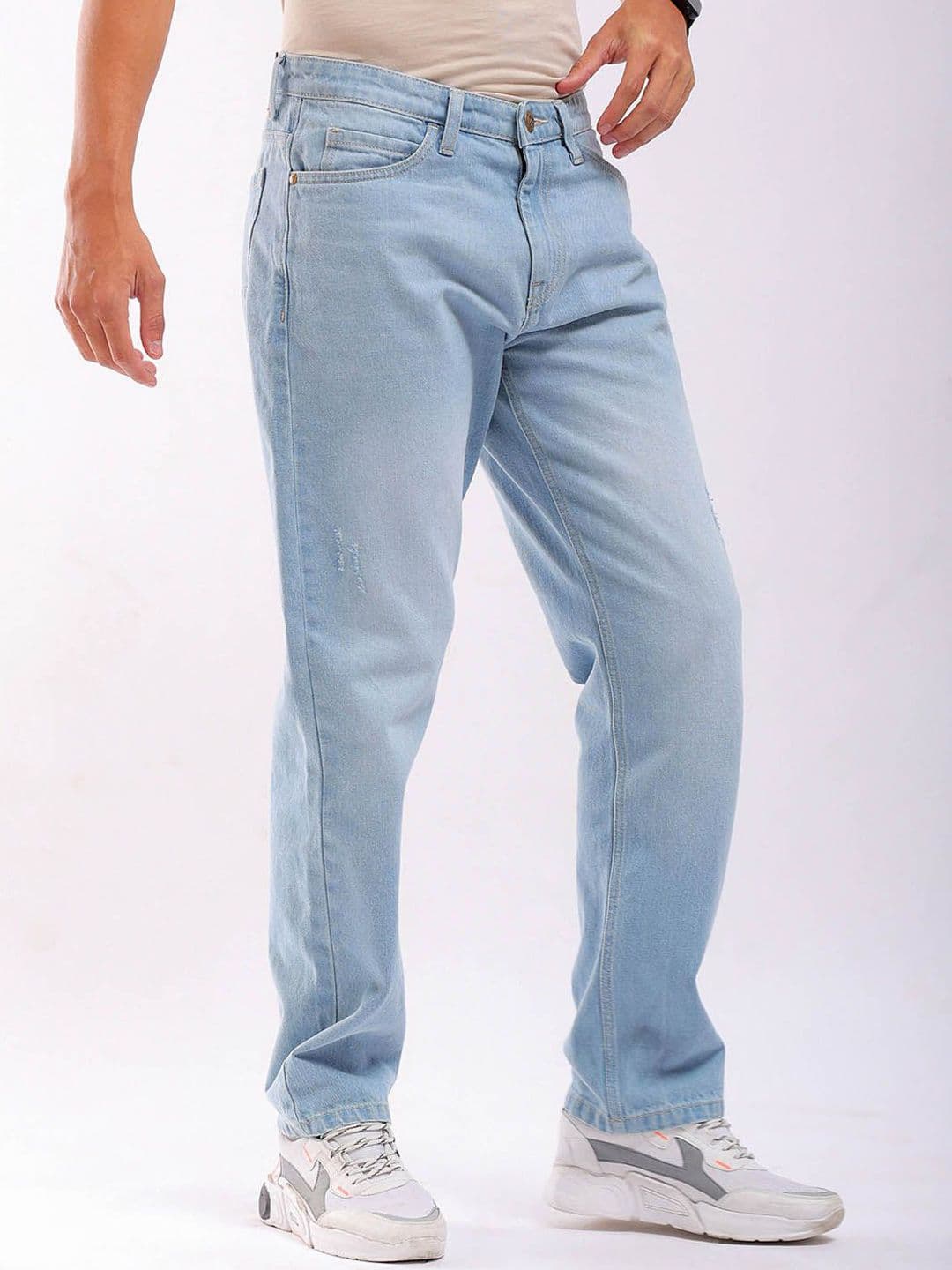 The Indian Garage Co Men Straight Fit Mildly Distressed Cotton Jeans - view 1