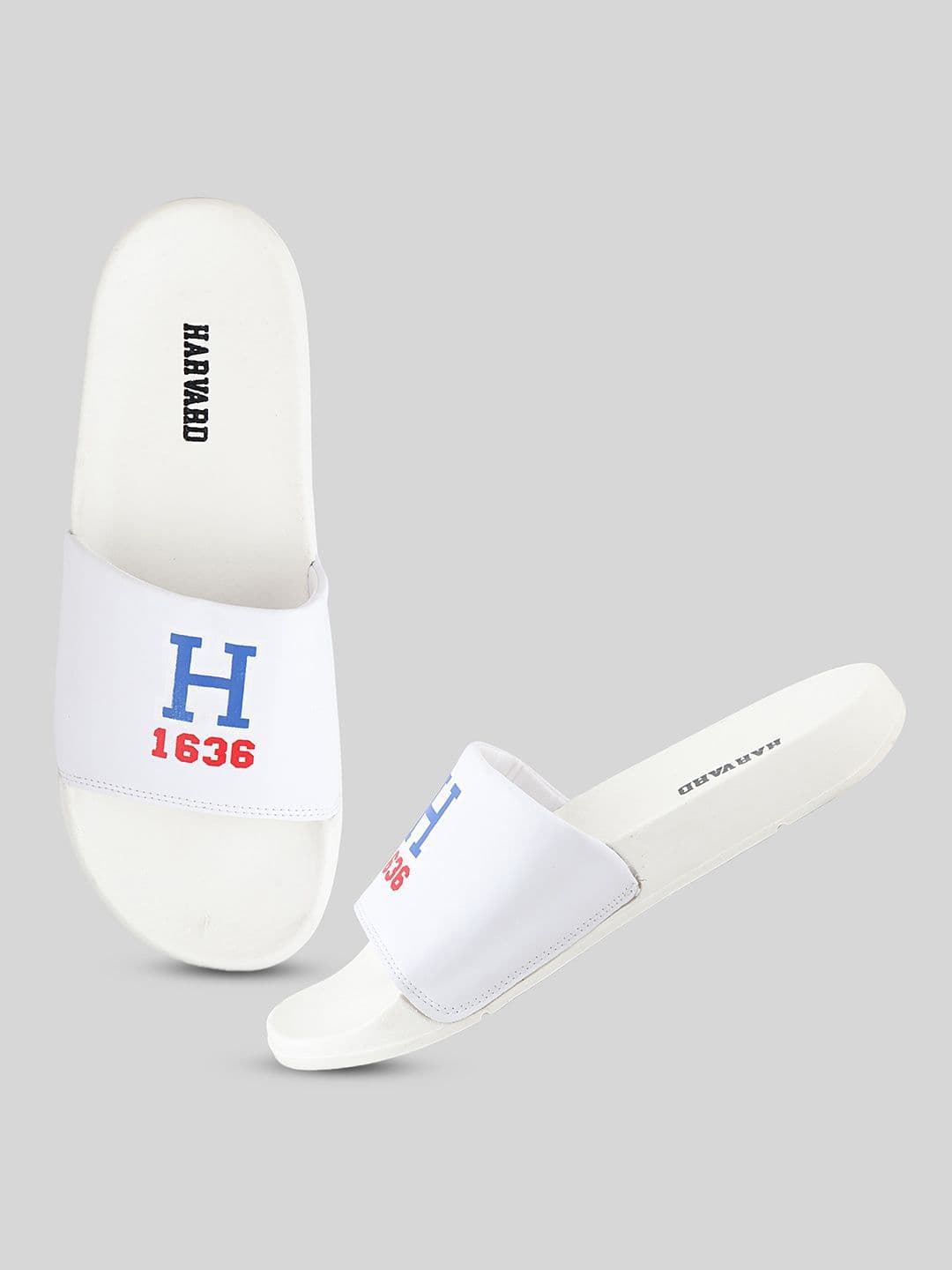 Harvard Men White Printed Sliders - view 1