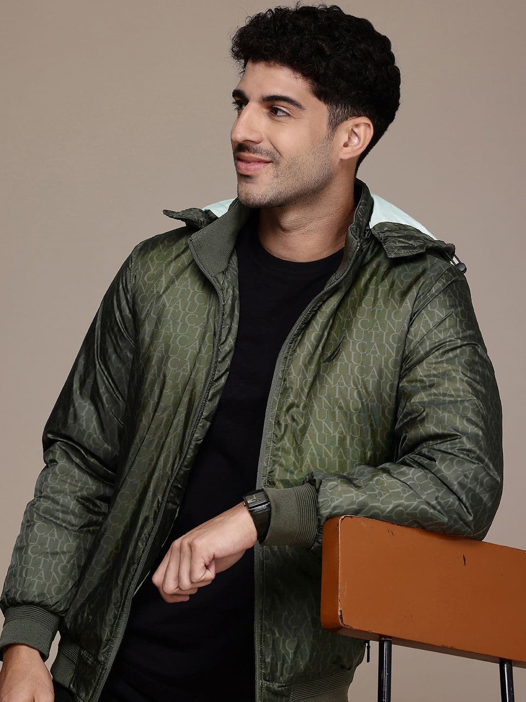 Nautica Brand Logo Printed Hooded Padded Jacket - view 1
