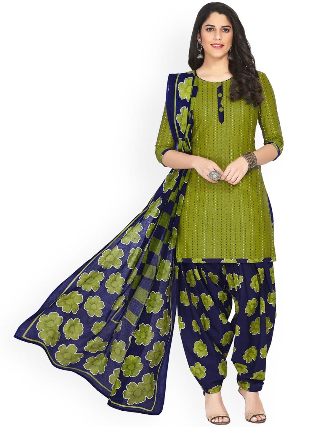 MIRAAN Floral Printed Regular Pure Cotton Kurta with Patiala & Dupatta - view 1
