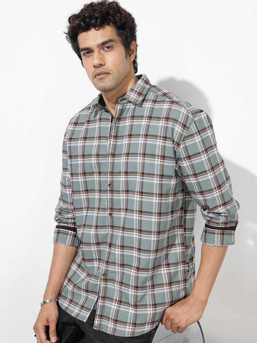 The Roadster Lifestyle Co. Men Checked Oversized Pure Cotton Relaxed Fit Shirt - view 1