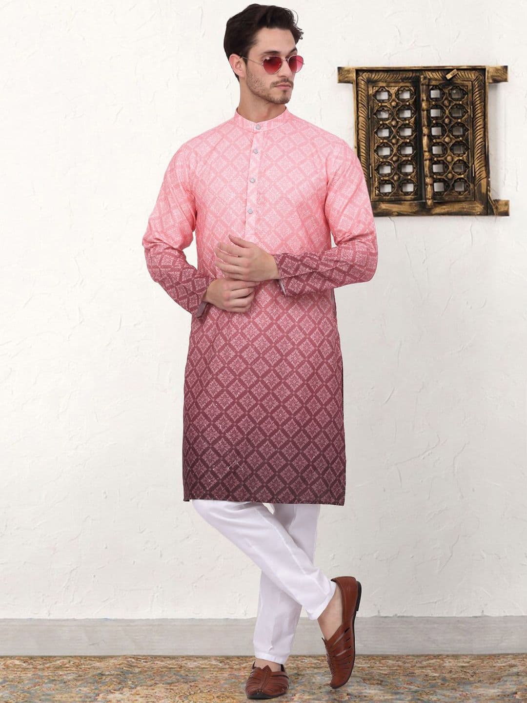 Jompers Geometric Printed Mandarin Collar Straight Kurta - view 1
