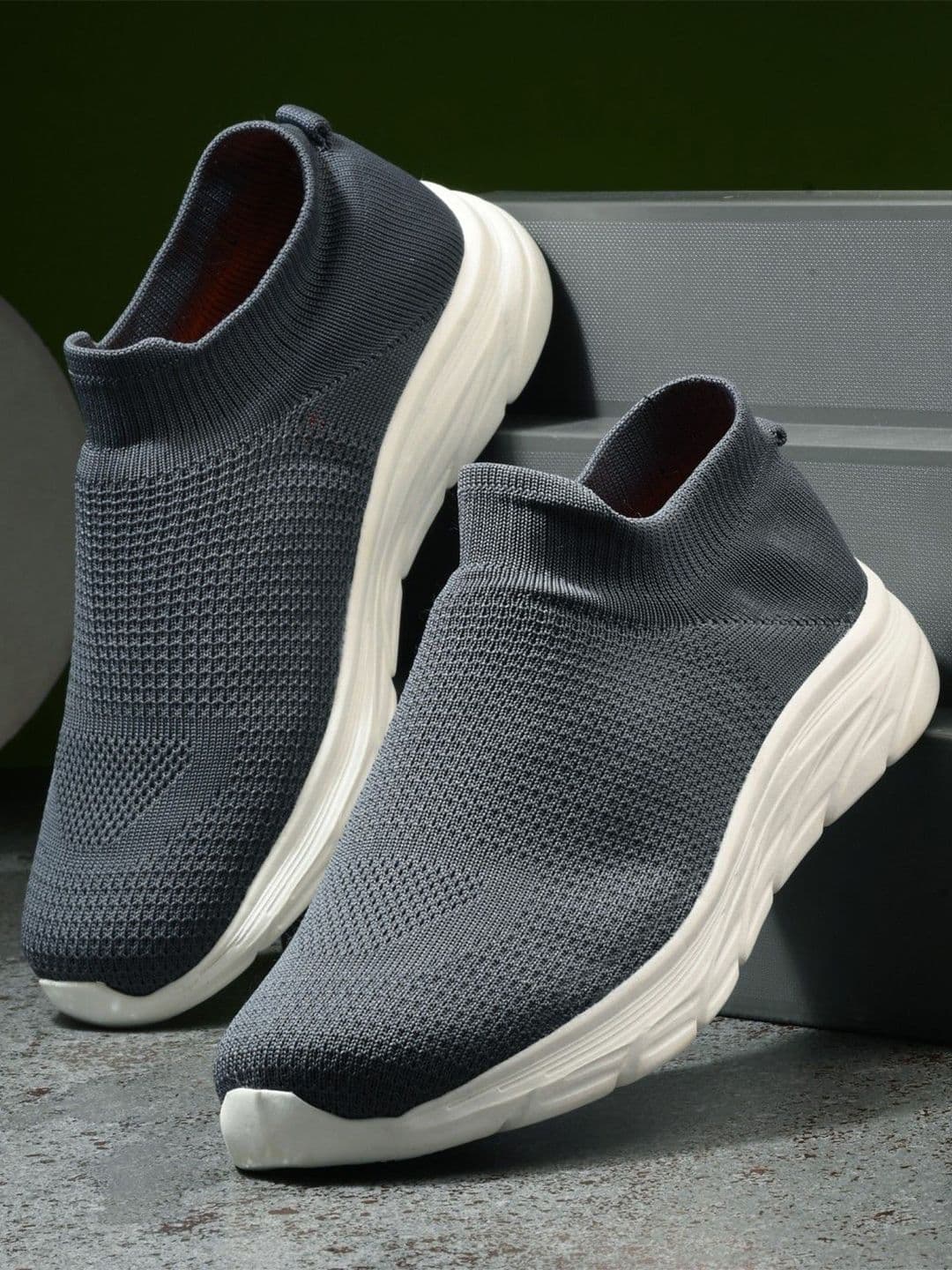 KRAASA Trail Grey Melange Mesh Slip-On Walking Shoes - view 1