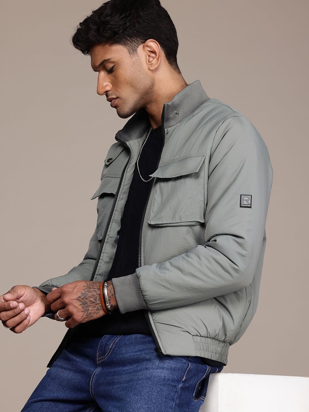 The Roadster Life Co. Mock Collar Padded Bomber Jacket - view 1