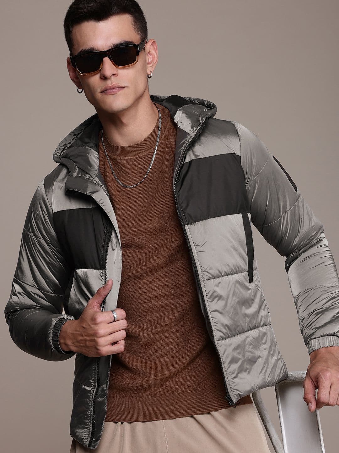 The Roadster Life Co. Colourblocked Hooded Puffer Jacket - view 1