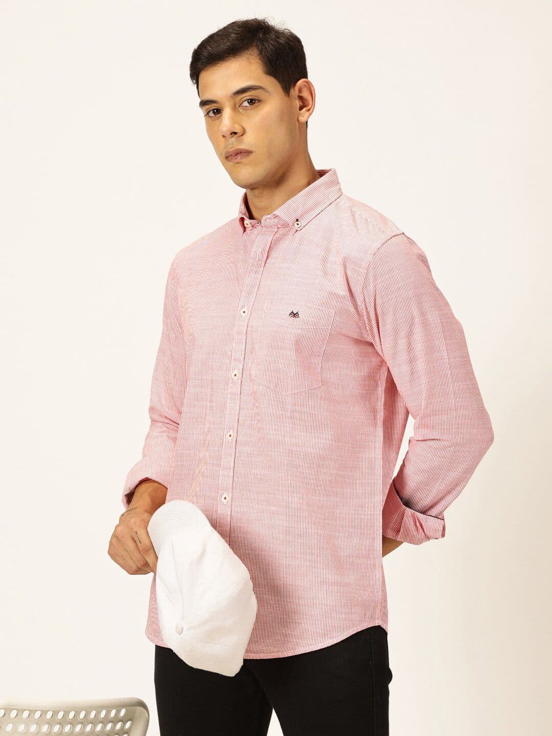 Thomas Scott Smart Pinstriped Button Down Collar Pure Cotton Casual Shirt - view 1