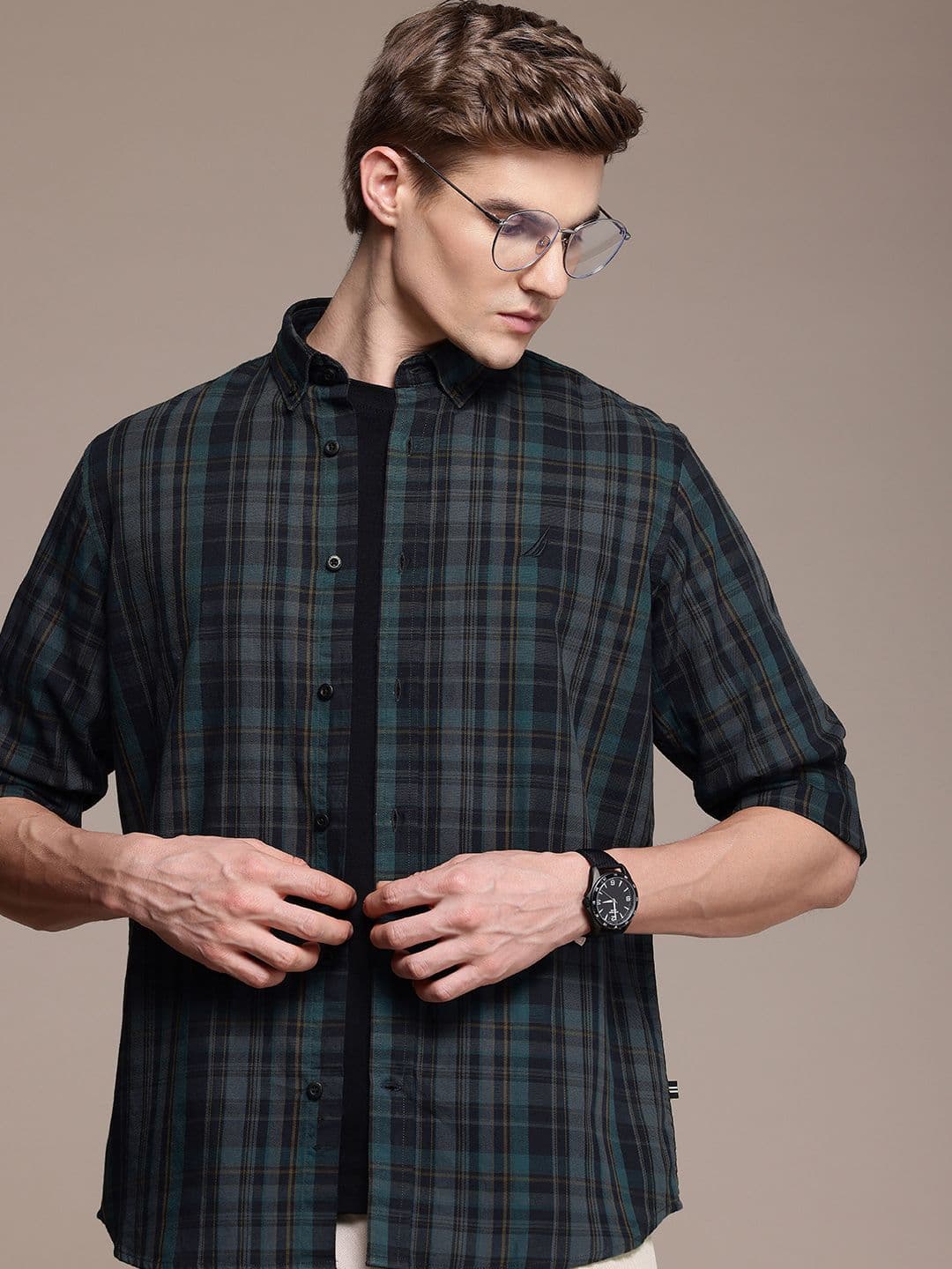 Nautica Pure Cotton Classic Checked Casual Shirt - view 1