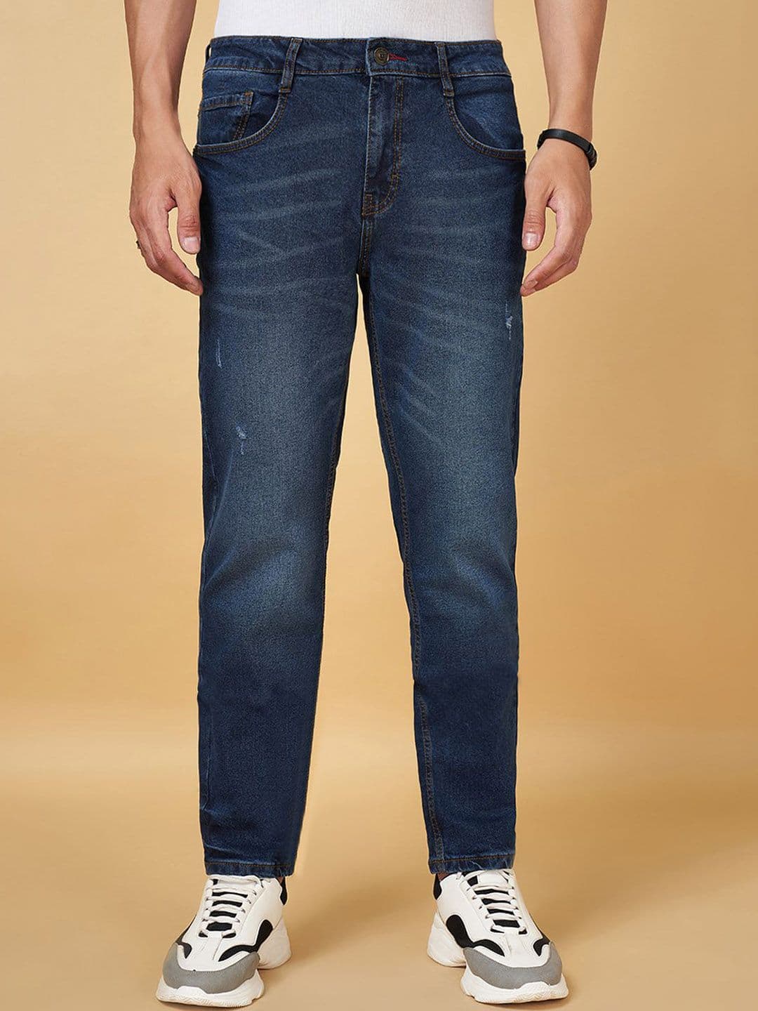 SF JEANS by Pantaloons Men Slim Fit Low Distress Light Fade Jeans - view 1