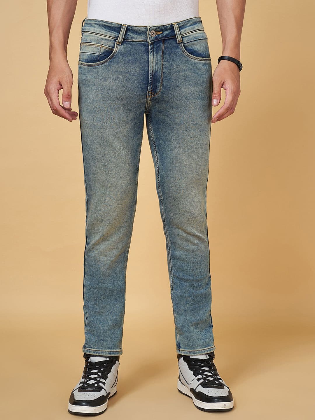 SF JEANS by Pantaloons Men Slim Fit Heavy Fade Jeans - view 1