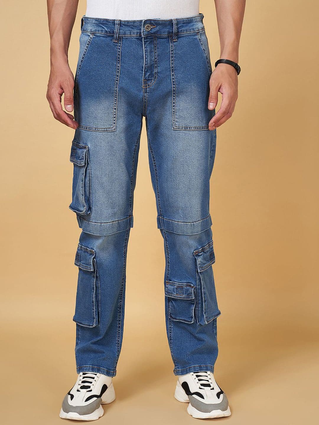 SF JEANS by Pantaloons Men Mildly Distressed Light Fade Jeans - view 1