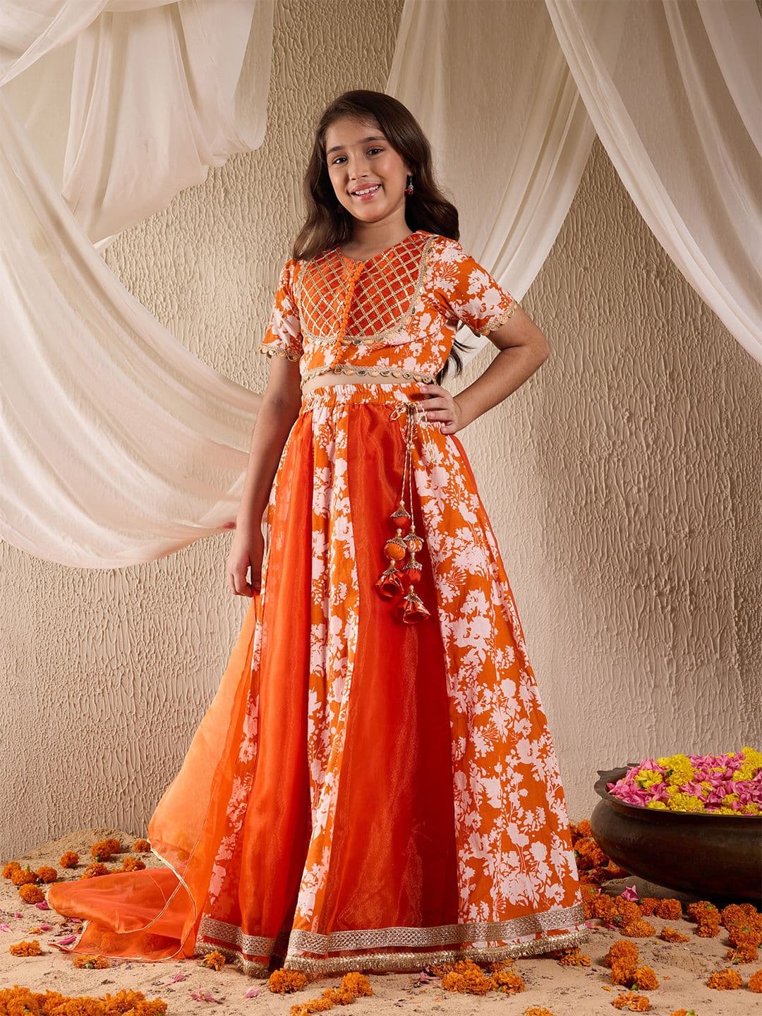 pspeaches Girls Printed Ready to Wear Lehenga & Blouse With Dupatta - view 1