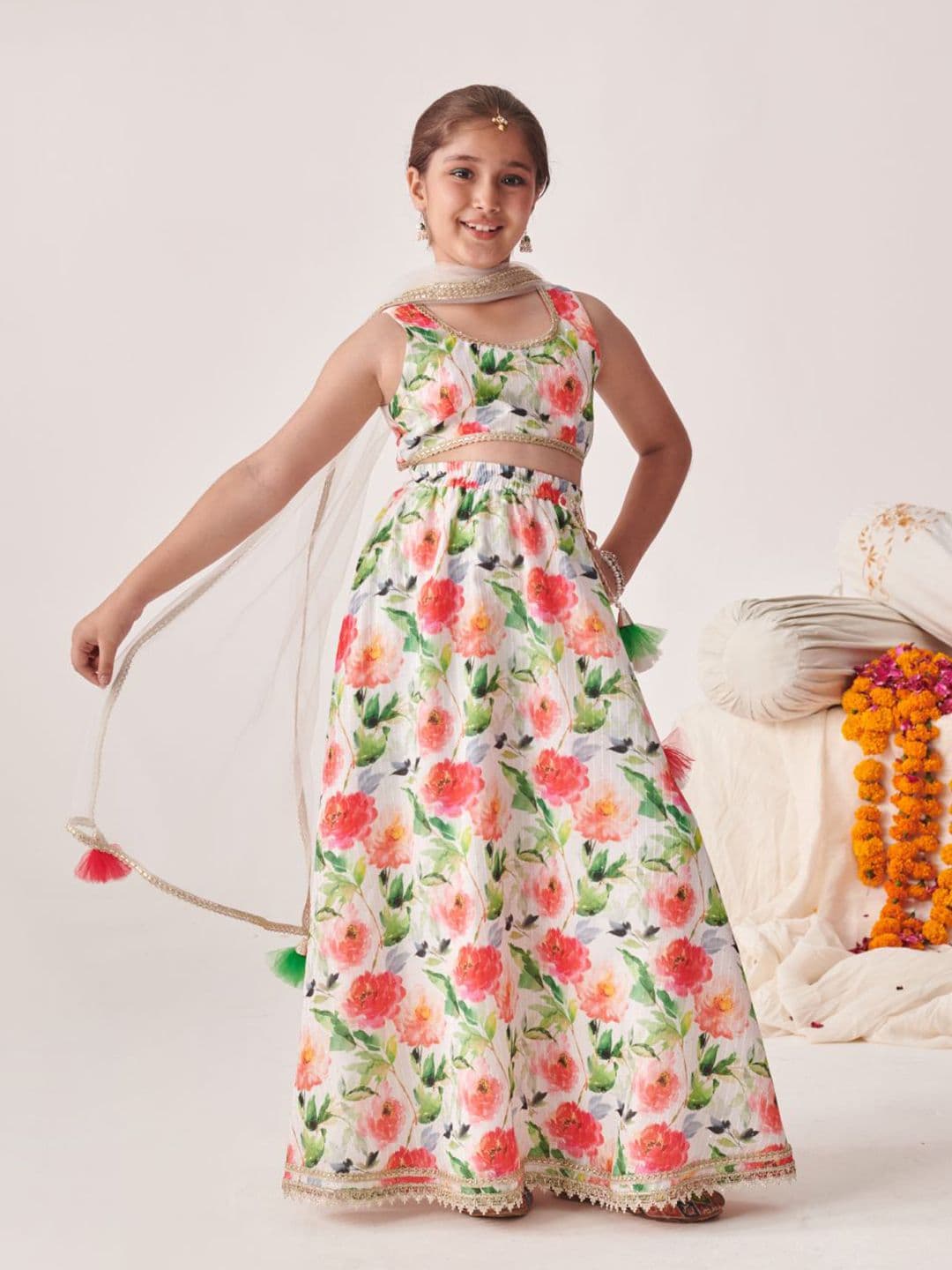 pspeaches Girls Printed Ready to Wear Lehenga & Blouse With Dupatta - view 1