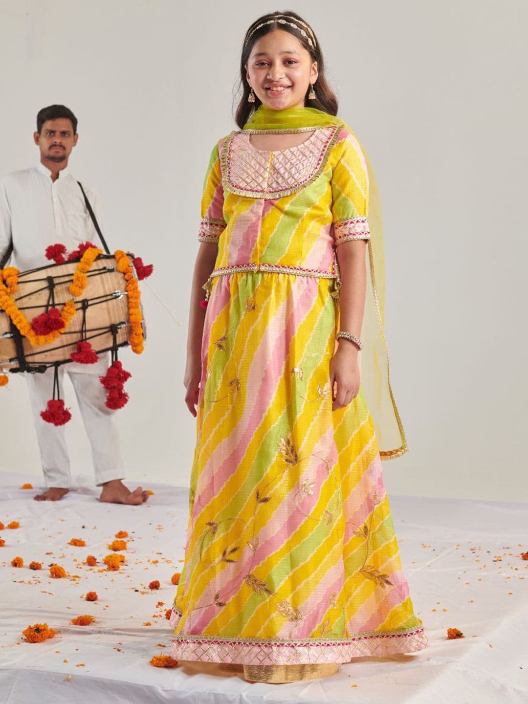 pspeaches Girls Printed Ready to Wear Lehenga & Blouse With Dupatta - view 1