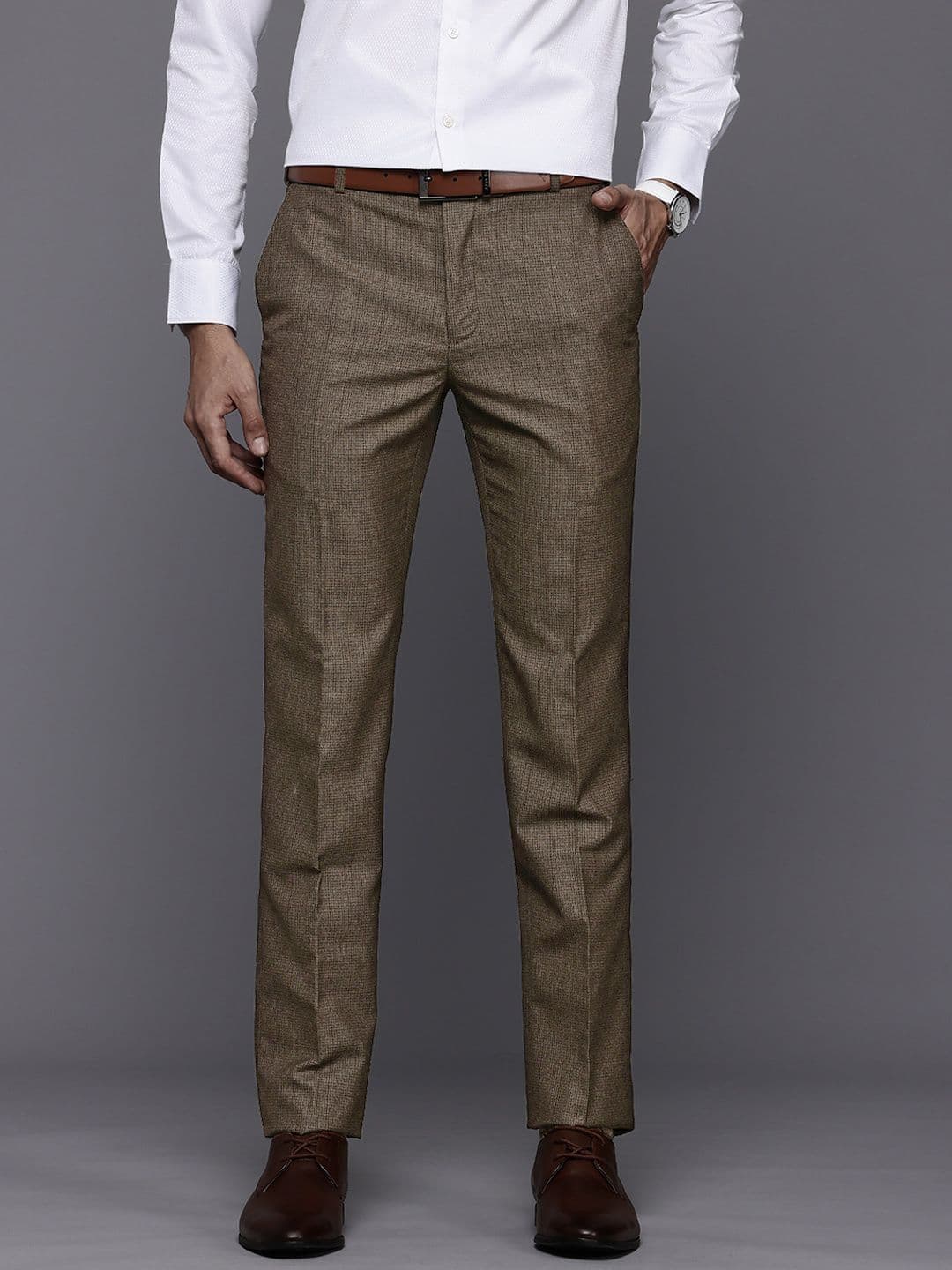 Raymond Men Checked Slim Fit Formal Trousers - view 1