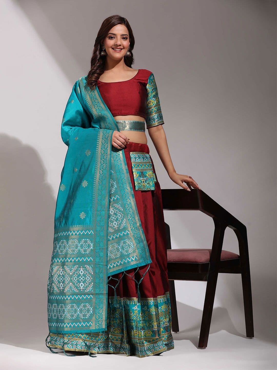 Fabcartz Semi-Stitched Lehenga & Unstitched Blouse With Dupatta - view 1
