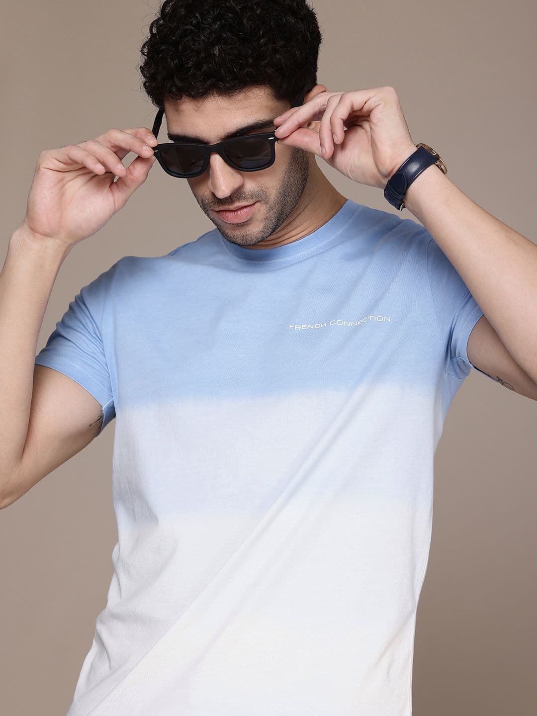 French Connection Ombre Effect Pure Cotton T-shirt - view 1