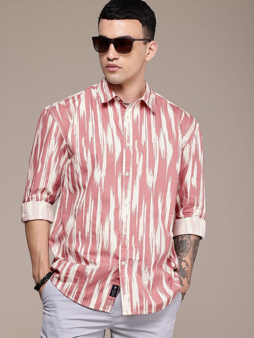 The Roadster Life Co. Relaxed Fit Printed Drop-Shoulder Sleeves Pure Cotton Casual Shirt - view 1