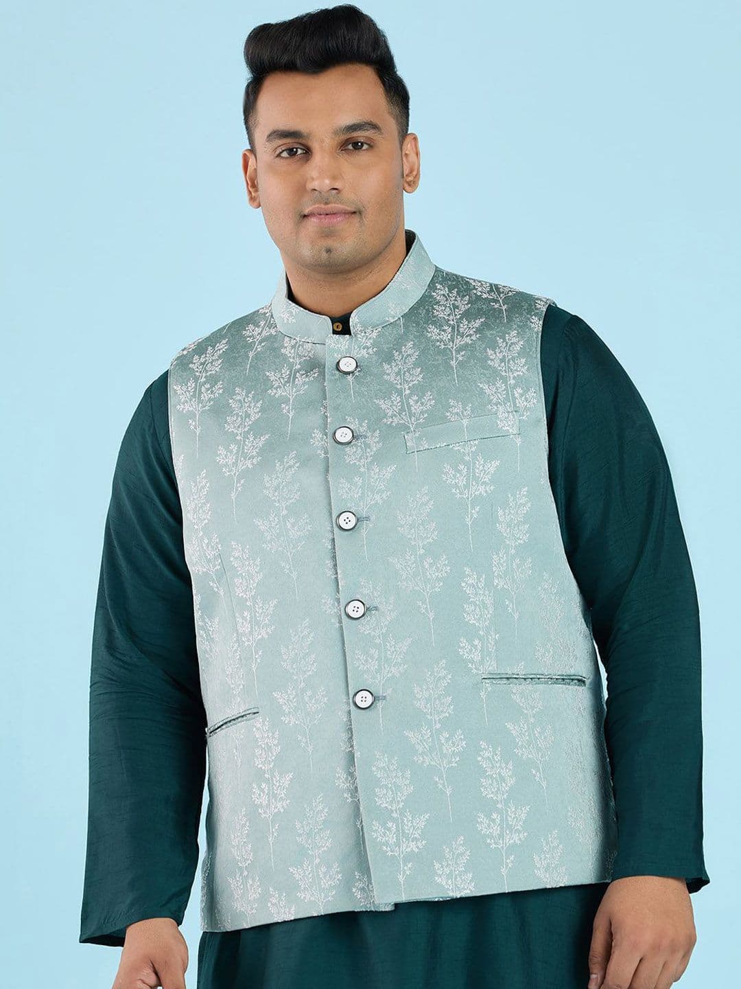 Big Hello - The Plus Life Woven Design Nehru Jacket - view 1