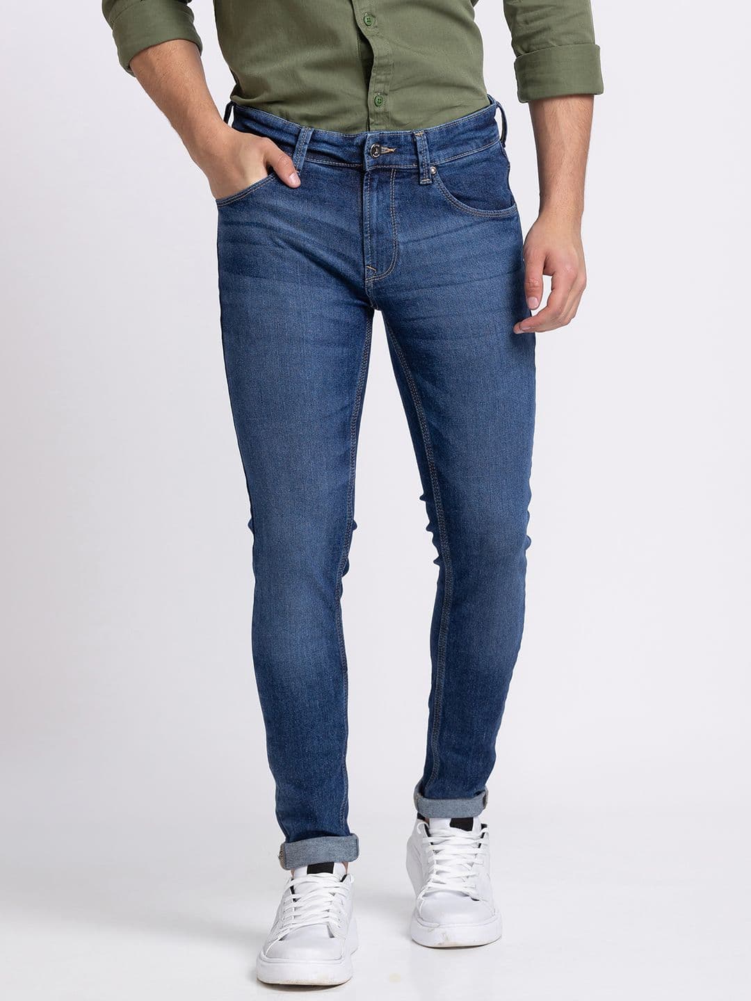 SPYKAR Men Super Skinny Slim Fit Low-Rise Light Fade Stretchable Jeans - view 1