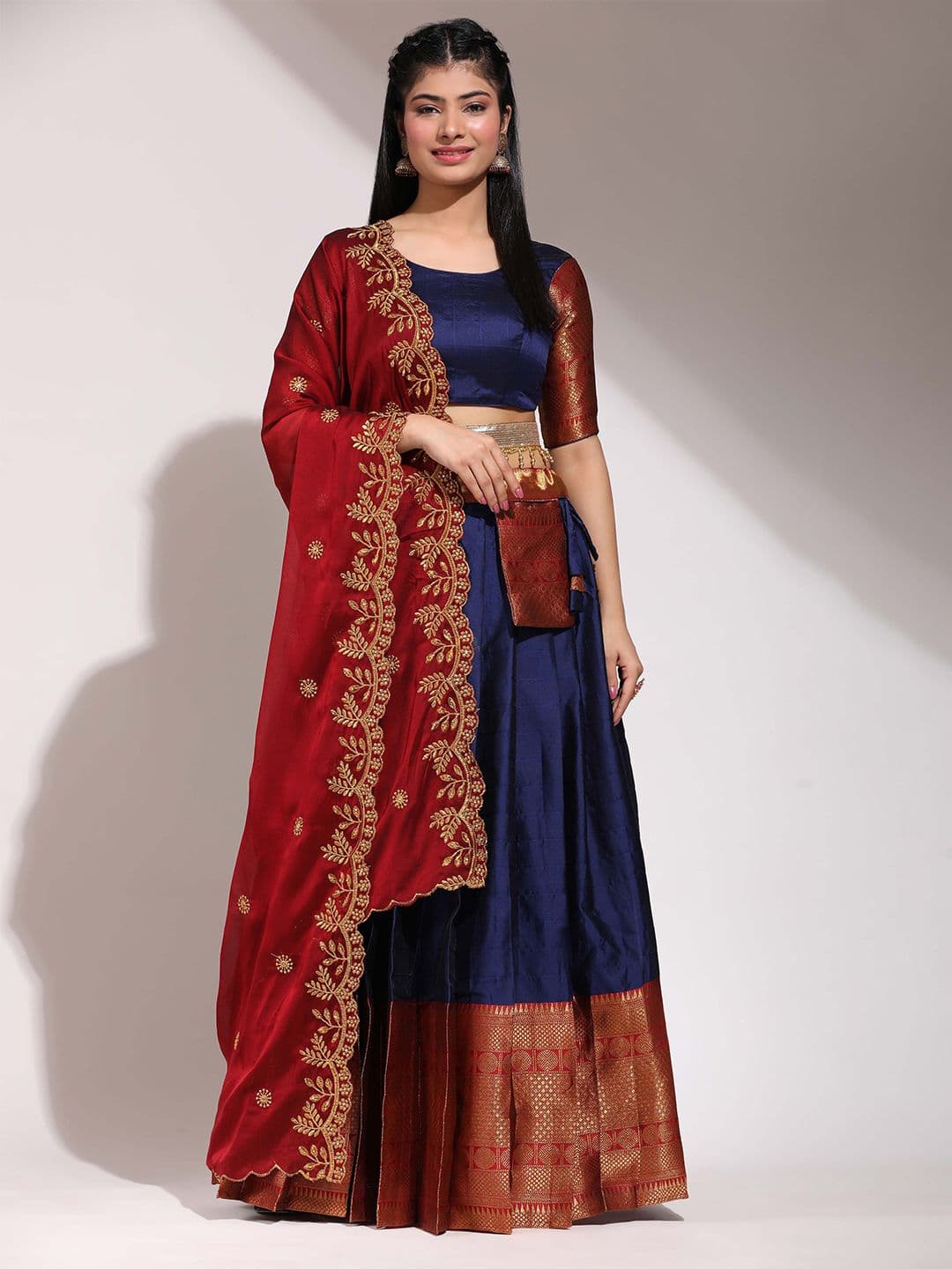 Fabcartz Semi-Stitched Lehenga & Unstitched Blouse With Dupatta - view 1