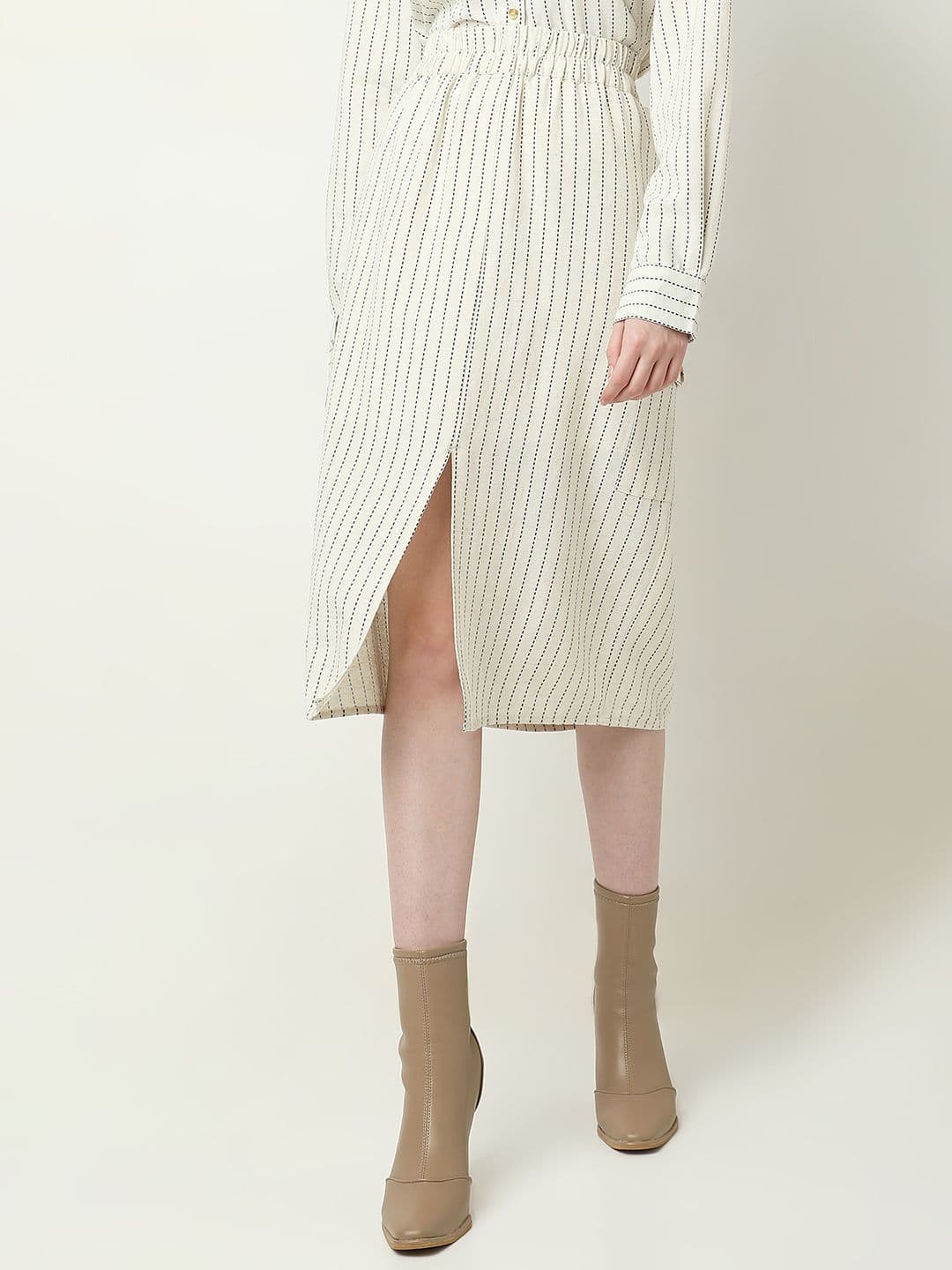 Vero Moda Striped Straight Midi Skirt - view 1