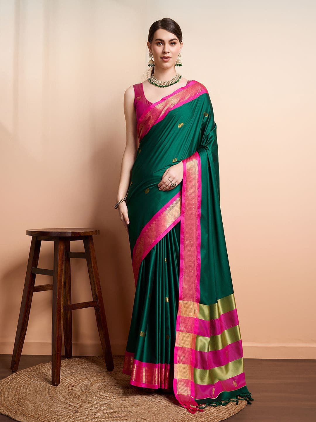 SGF11 Ethnic Motifs Woven Design Zari Kanjeevaram Silk Saree - view 1