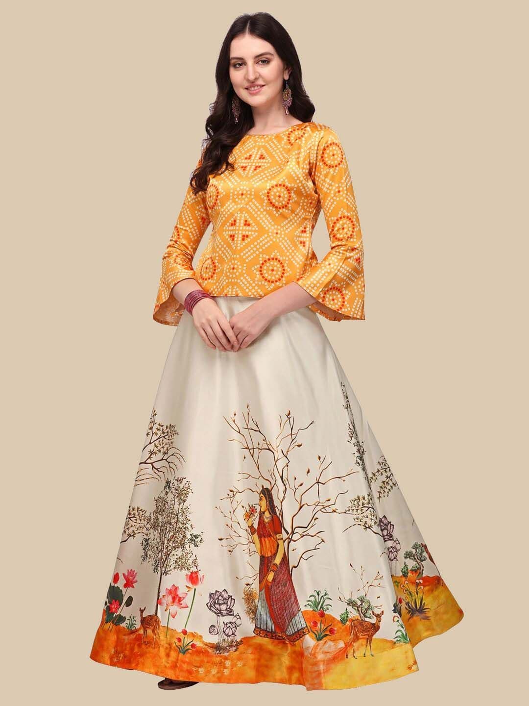 Kaizen TEXO FAB Printed Satin Semi-Stitched Lehenga & Unstitched Blouse - view 1