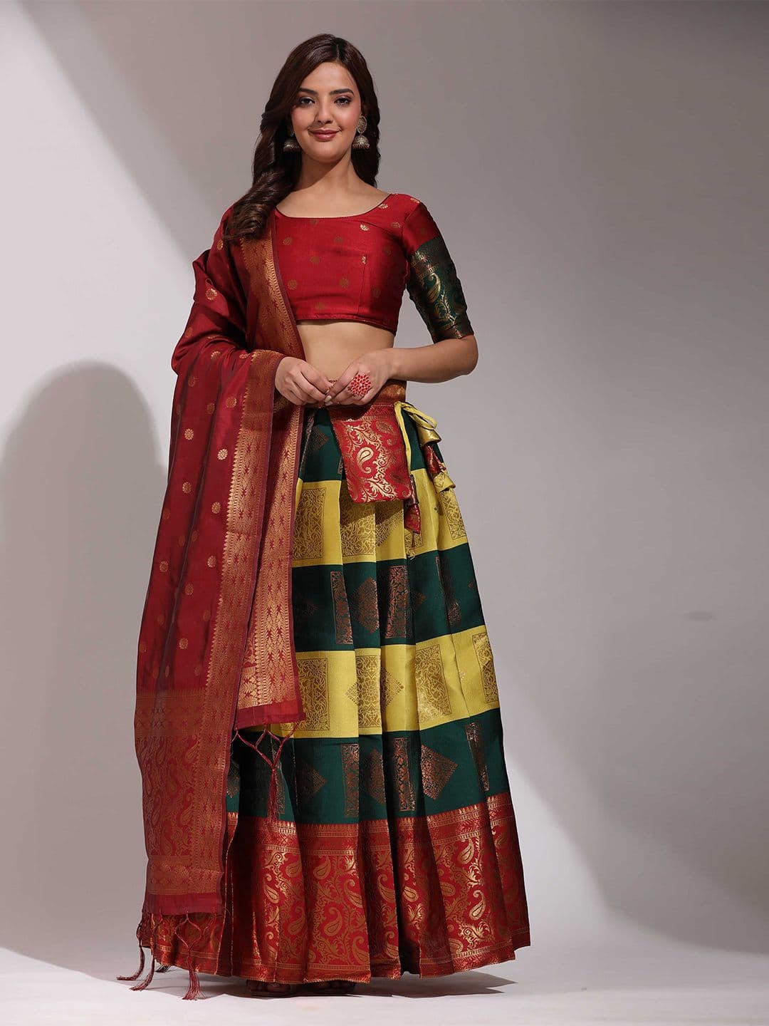 Fabcartz Semi-Stitched Lehenga & Unstitched Blouse With Dupatta - view 1