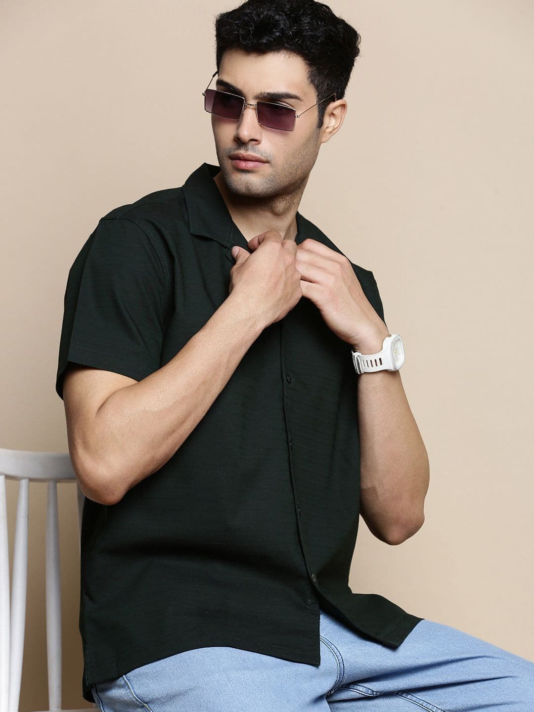 INVICTUS Club Slim Fit Cuban Collar Cotton Shirt - view 1