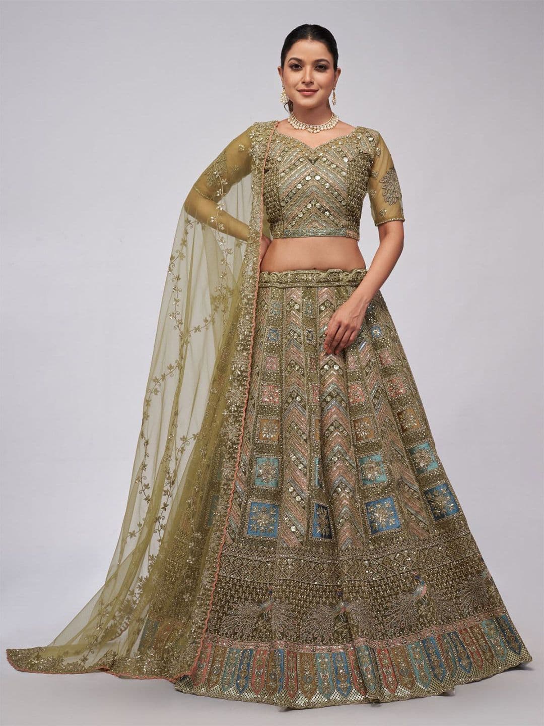 ODETTE Embroidered Soft Beads And Stones Lehenga Choli With Dupatta - view 1