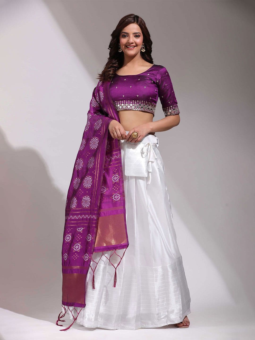 Fabcartz Embroidered Semi Stitched Lehenga & Unstitched Blouse With Dupatta - view 1