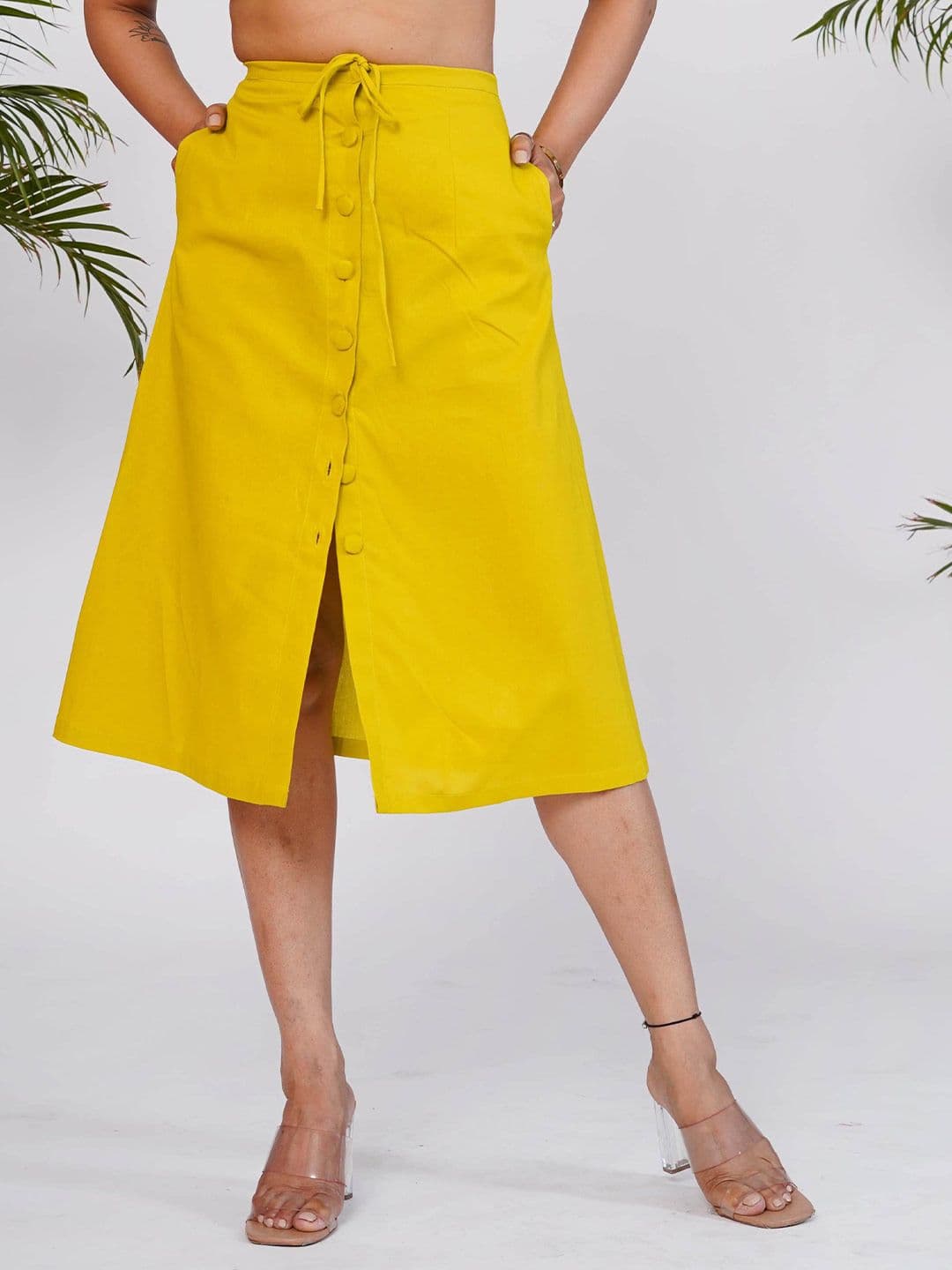 Salvia Sky Cotton Front Button Wrap Skirt - view 1