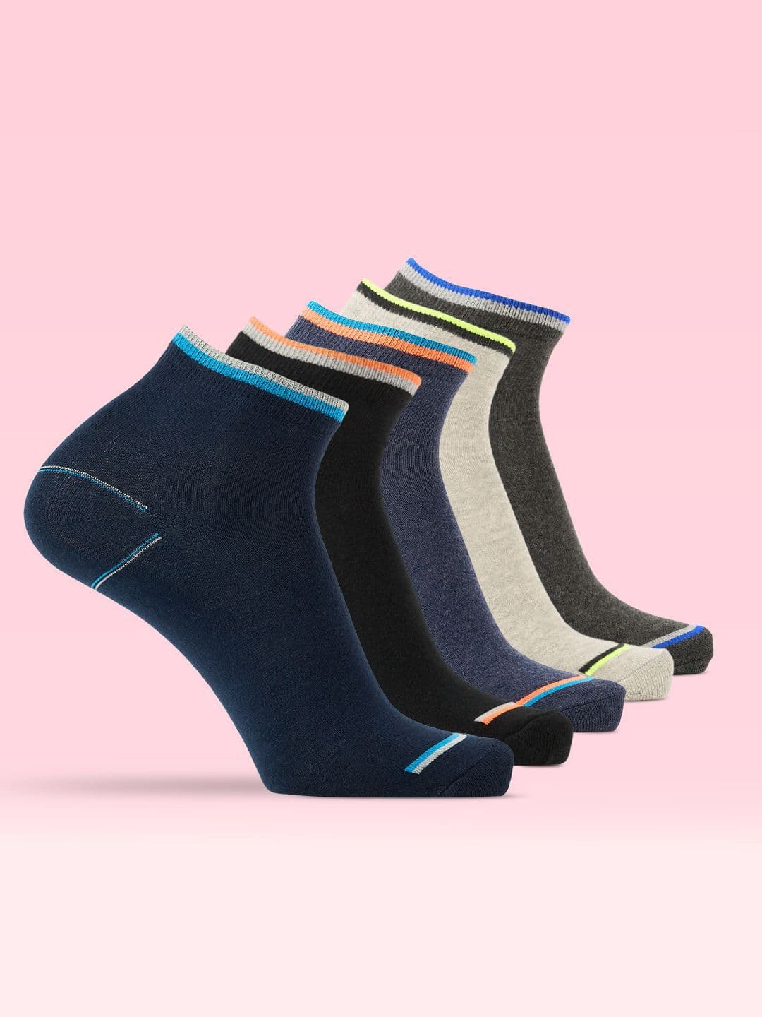 LUX MOZZE Men Pack Of 5 Assorted Ankle-Length Socks - view 1