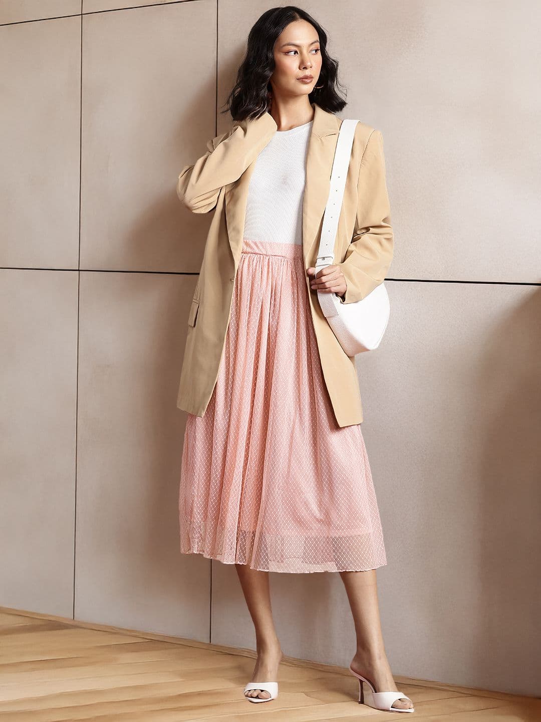 all about you Geometric Self Design A-line Midi Skirt - view 1