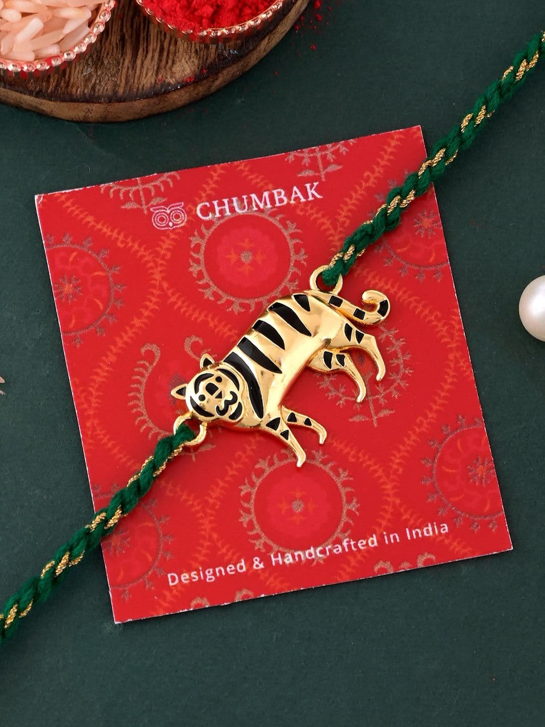Chumbak Green Tiger Pride Brass Rakhi - view 1