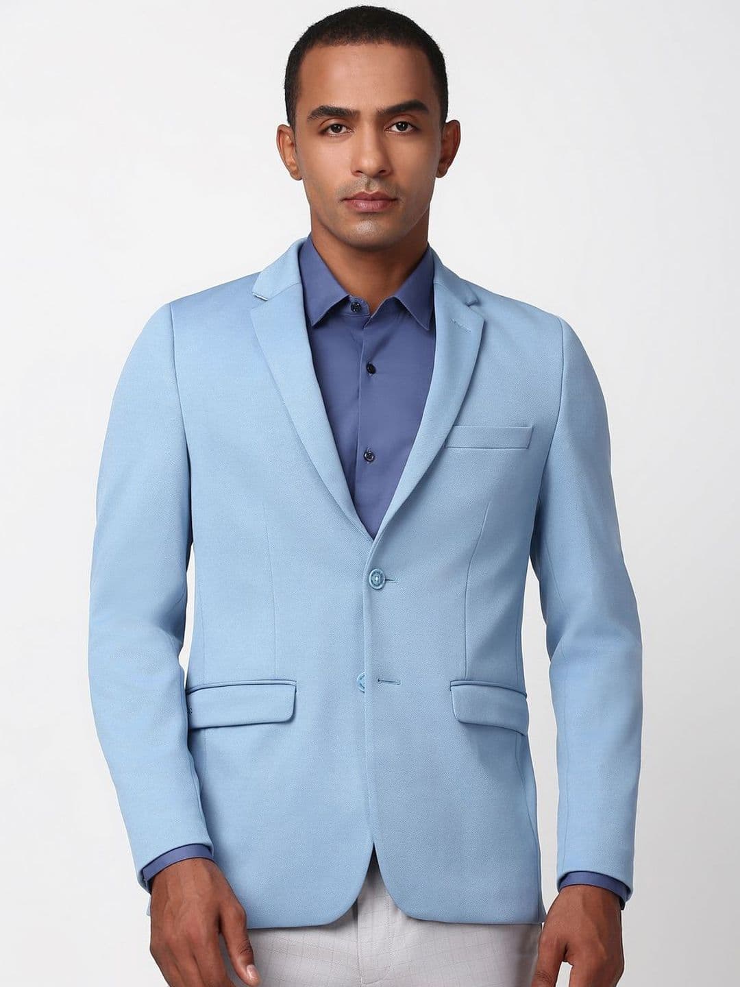 Peter England Elite Textured Notched Lapel Collar Slim Fit Single-Breasted Formal Blazer - view 1