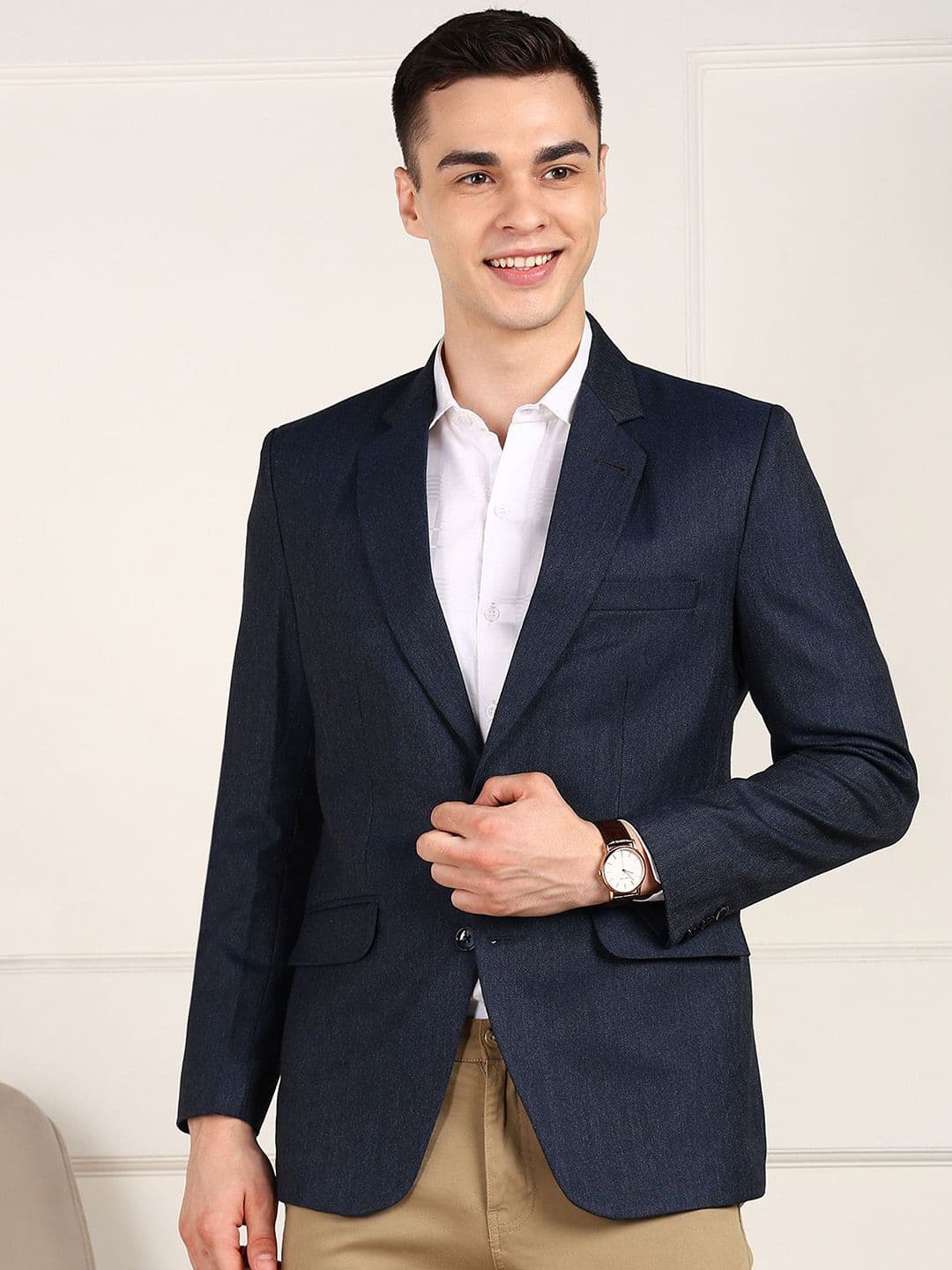 FUBAR Notched Lapel Collar Slim-Fit Single Breasted Formal Blazers - view 1