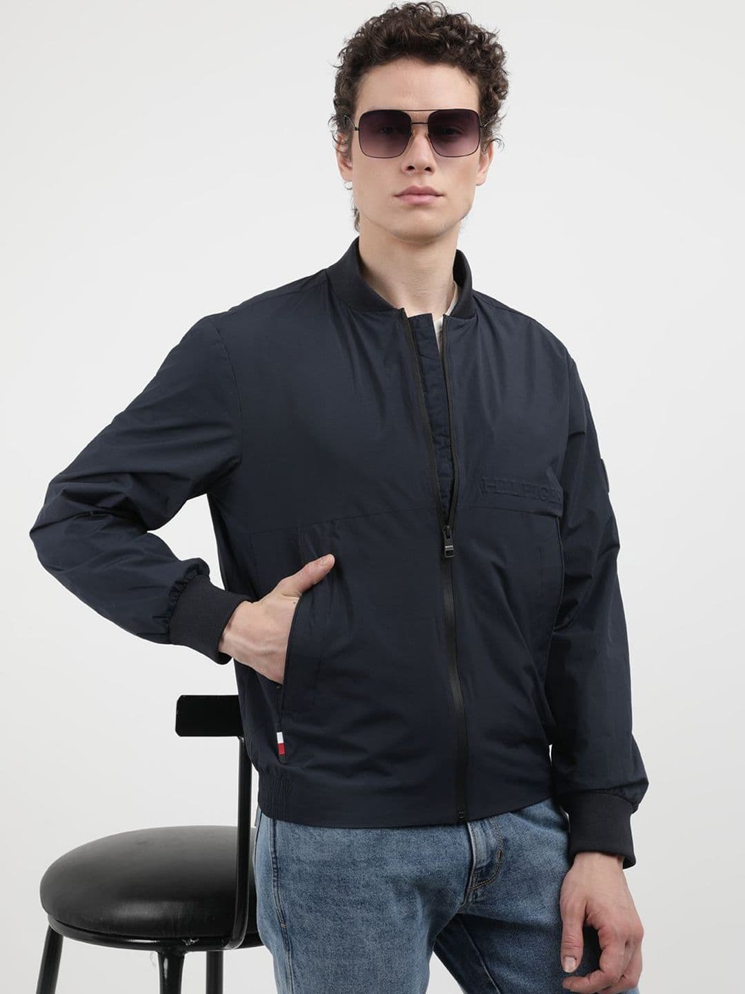 Tommy Hilfiger Men Solid Bomber Stand Collar Jacket - view 1
