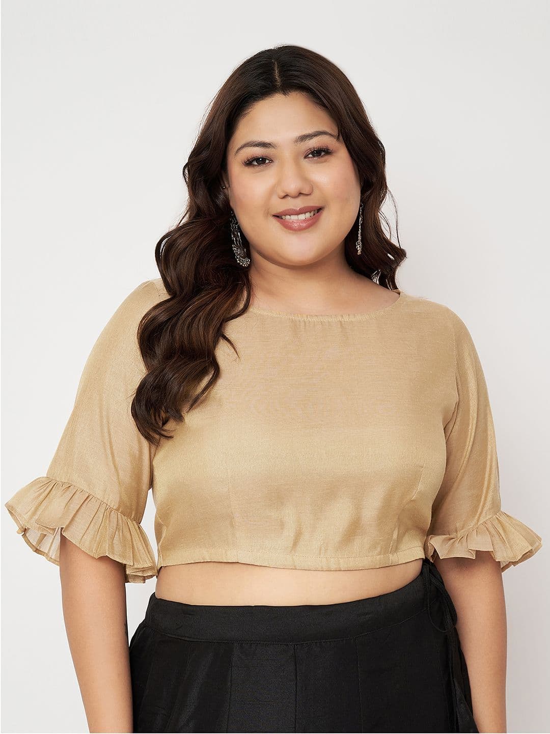 studio rasa Plus Size Silk Tissue Sheer Sleeves Blouse - view 1