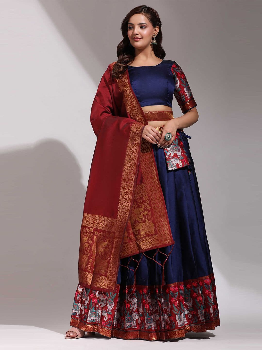 Fabcartz Semi-Stitched Lehenga & Unstitched Blouse With Dupatta - view 1