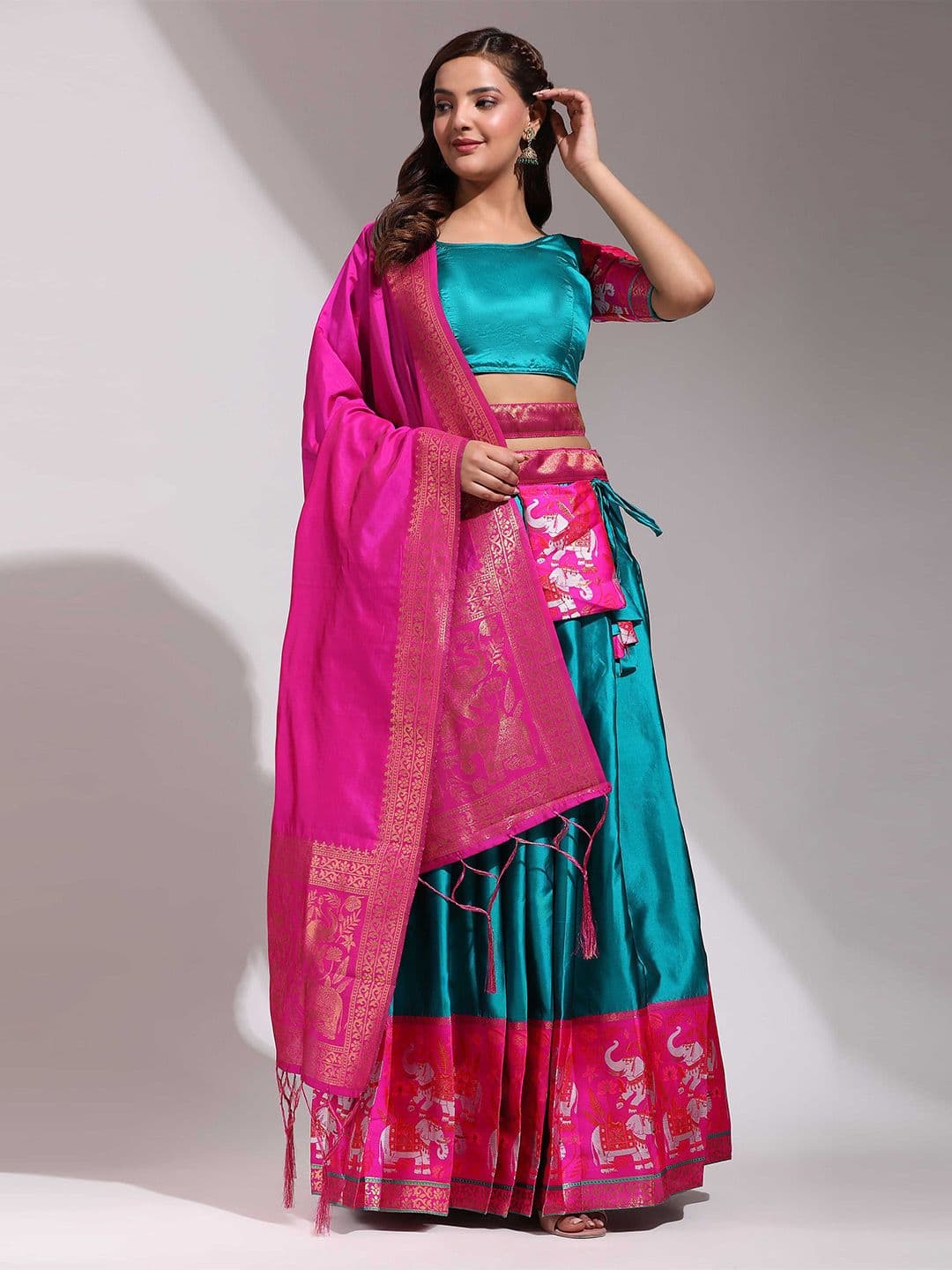 Fabcartz Semi-Stitched Lehenga & Unstitched Blouse With Dupatta - view 1