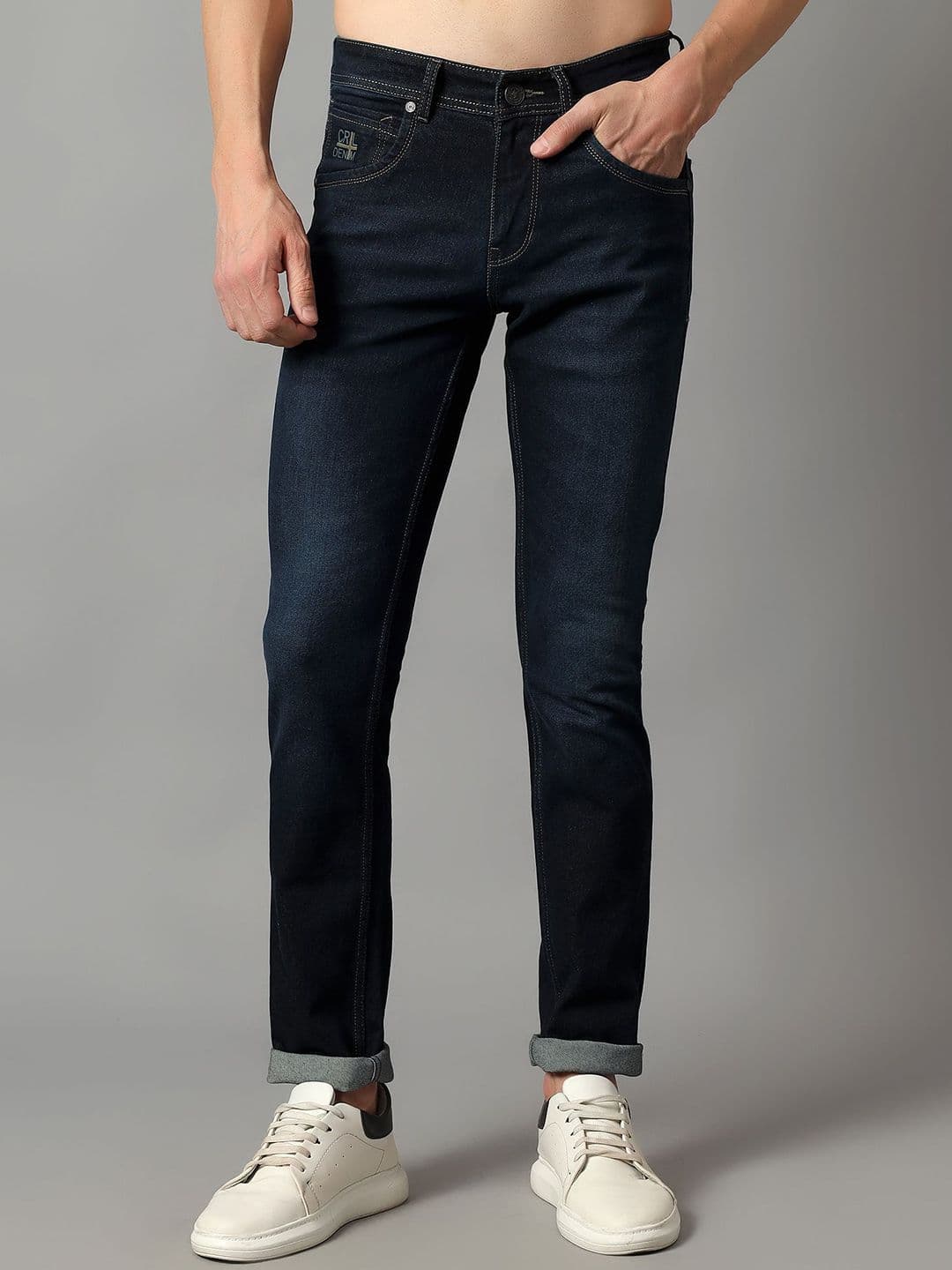 Cantabil Men Low Distress Light Fade Stretchable Jeans - view 1