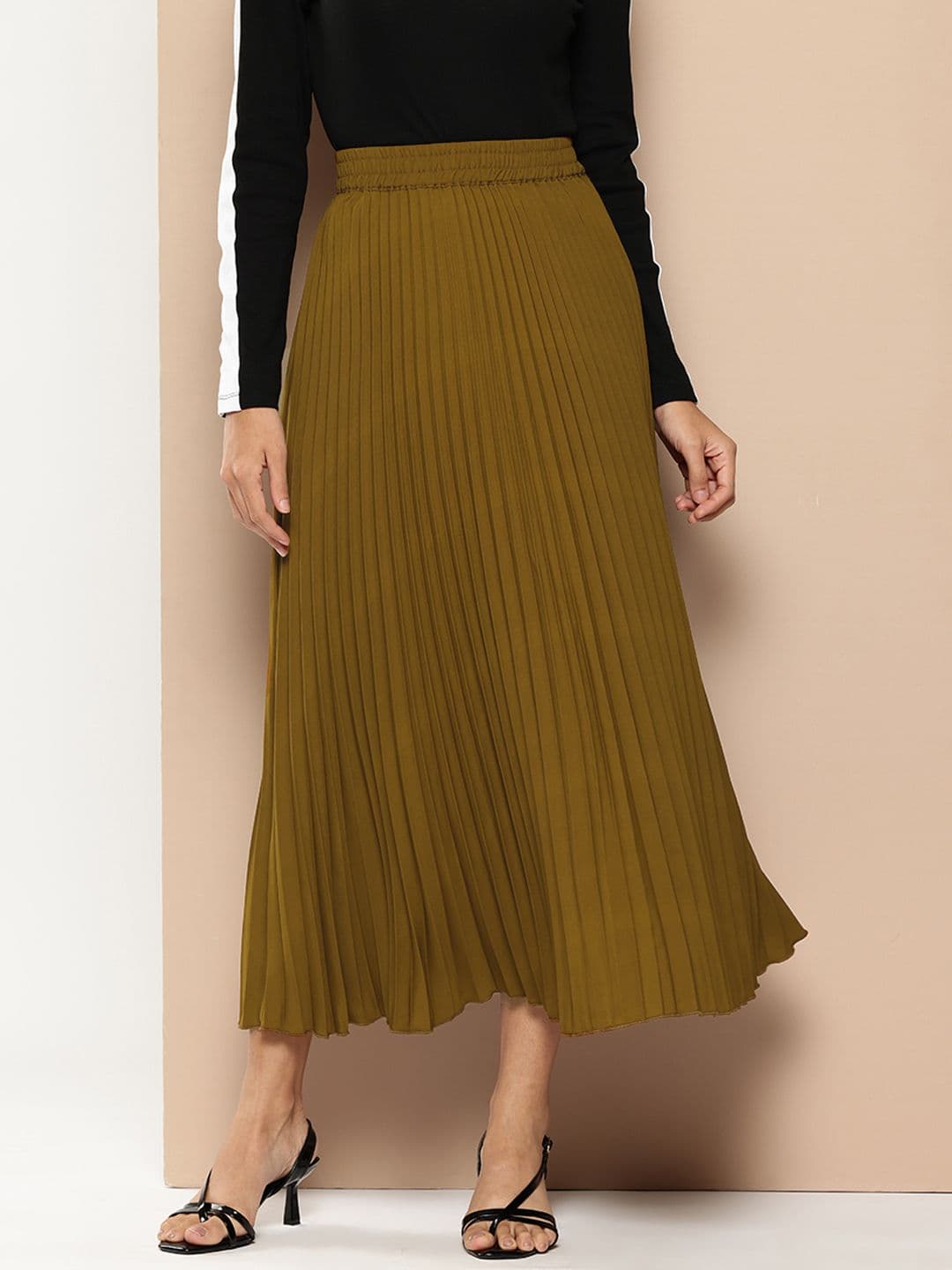 Chemistry Accordion Pleats Maxi Flared Skirt - view 1