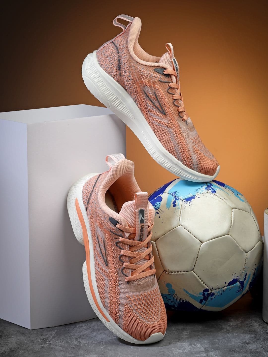 Action Women KIA-401-PEACH-DARK-GREY Mesh Running Non-Marking Shoes - view 1