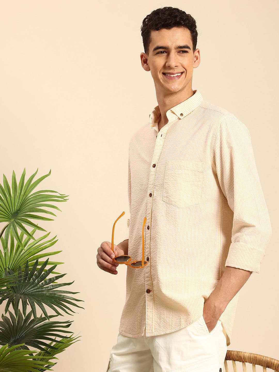 Mast & Harbour Men Striped Cotton Casual Shirt - view 1