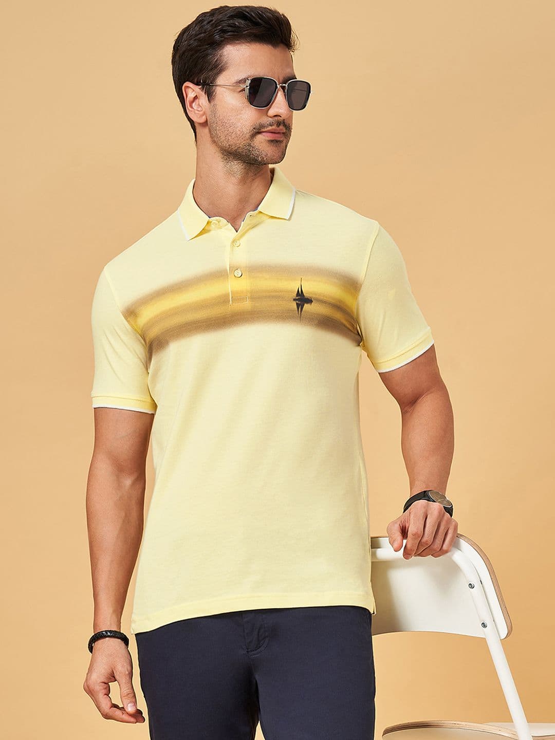 BYFORD by Pantaloons Men Polo Collar Pockets Slim Fit T-shirt - view 1