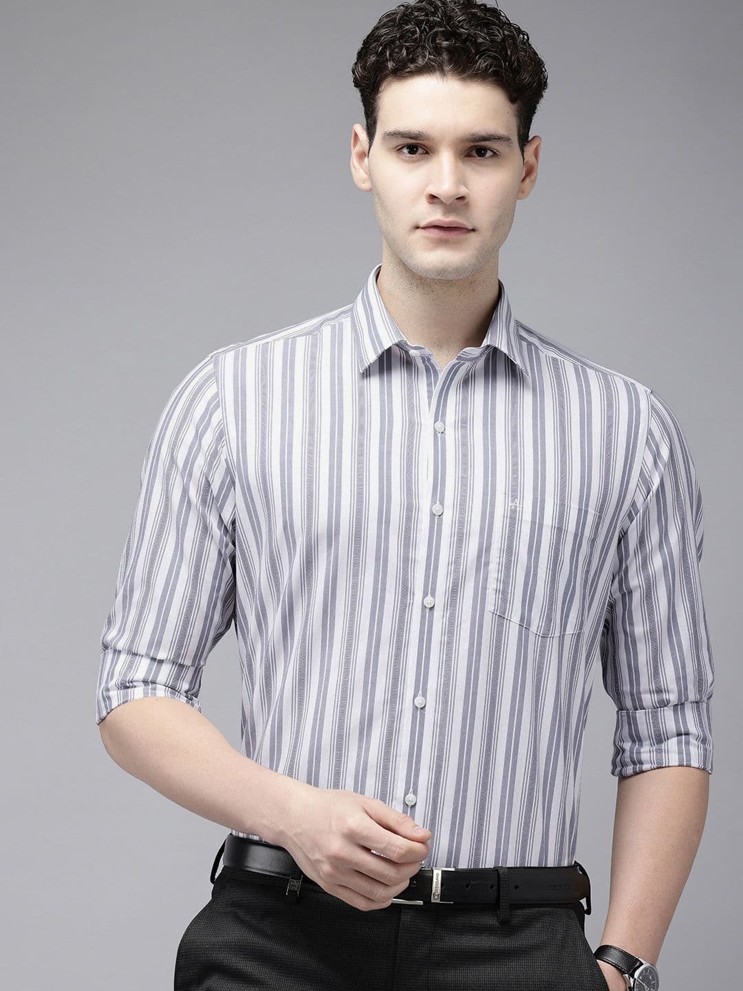 Arrow Men Manhattan Slim Fit Opaque Striped Formal Shirt - view 1