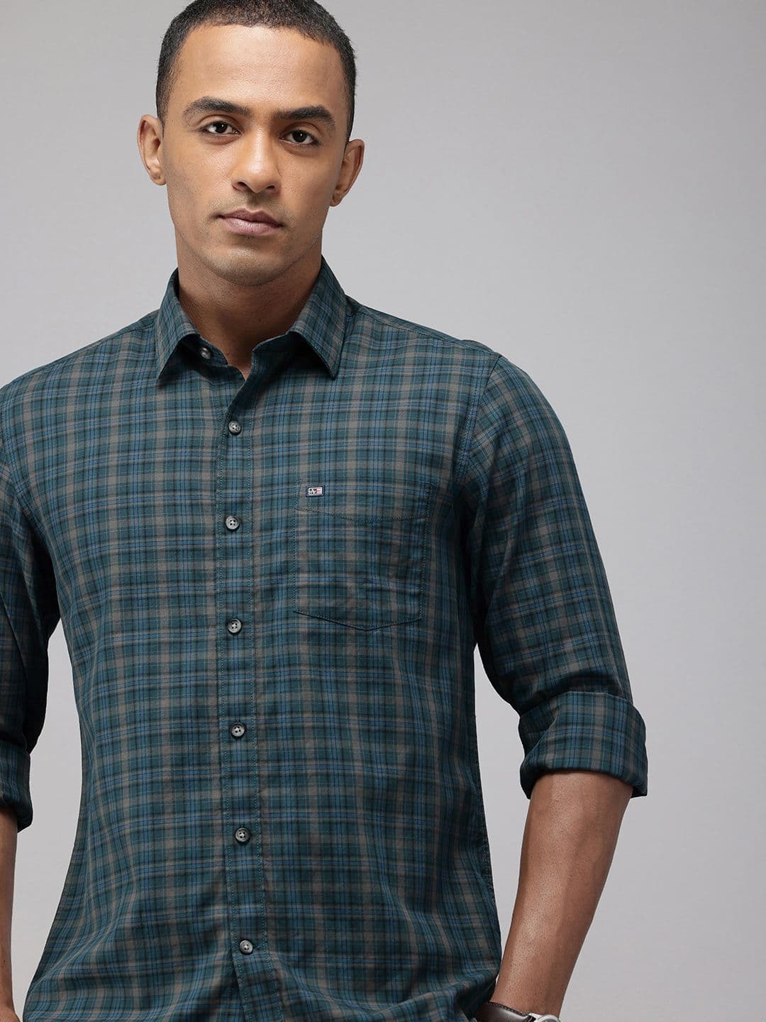 Arrow Sport Tartan Checked Manhattan Slim Fit Opaque Pure Cotton Casual Shirt - view 1