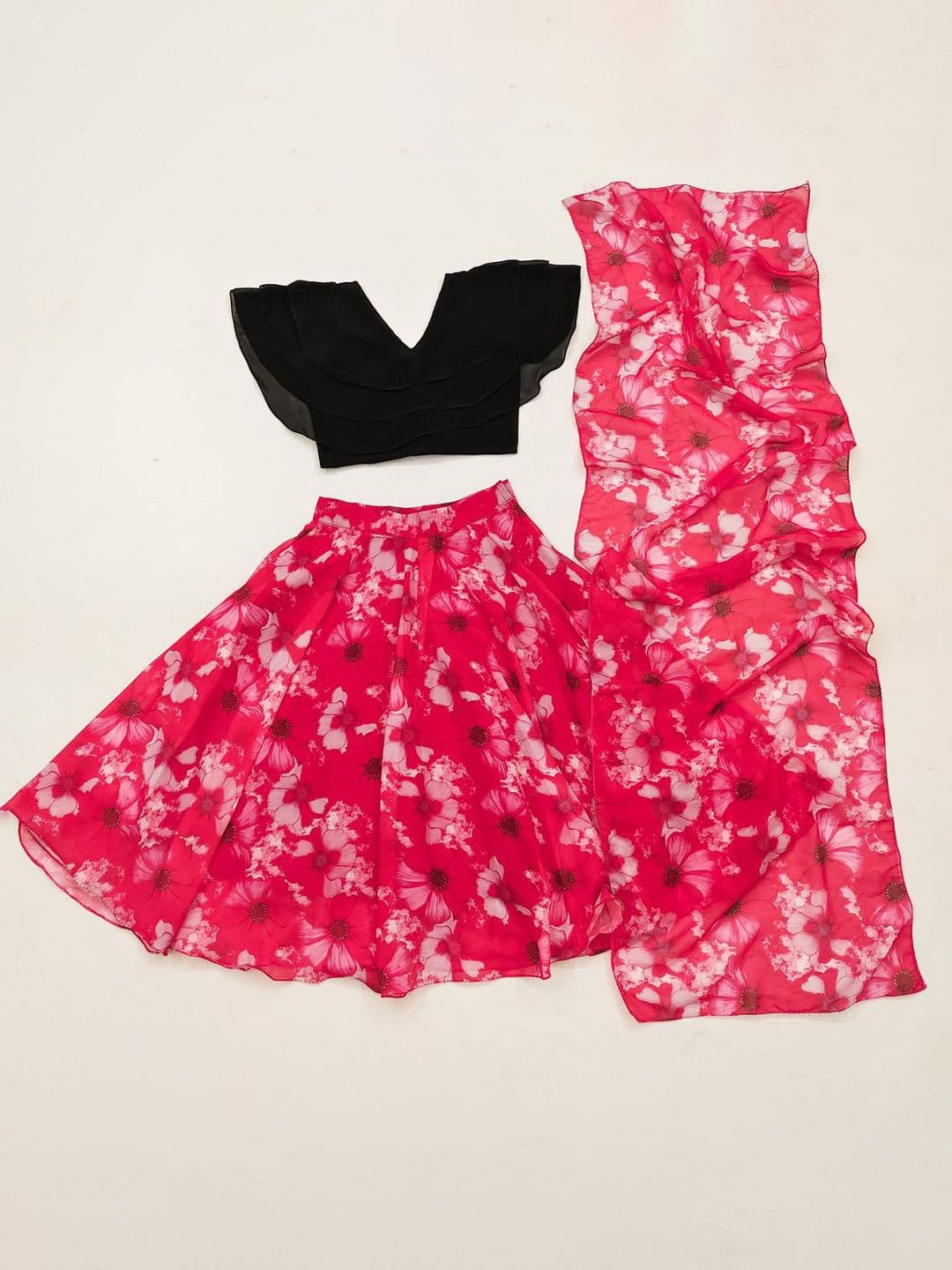 BAESD Girls Tie and Dye Ready to Wear Lehenga & Blouse With Dupatta - view 1